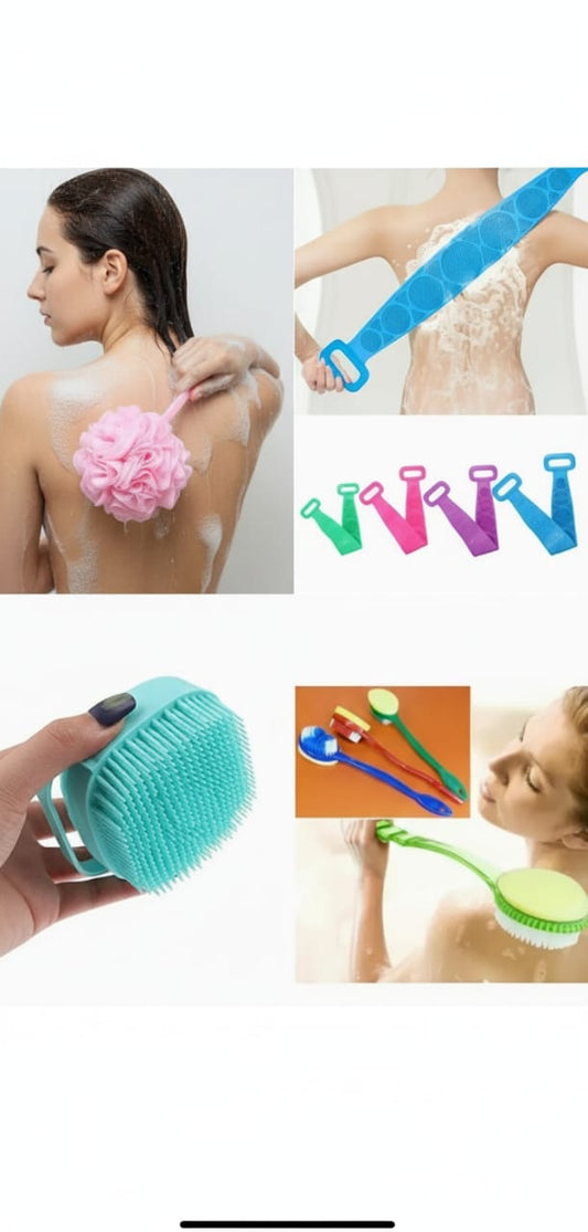 Premium 3-in-1 Luxury Bath & Shower Exfoliating Set | Back Scrubber, Silicone Body Brush & Loofah Kit for Deep Cleansing